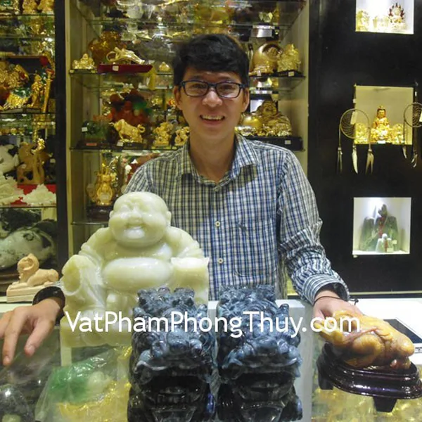 Anh Phương - Khách hàng mua cặp tỳ hưu ngọc phỉ thúy THT47, thiềm thừ hoàng long TT-HL-6320 và phật di lạc cẩm thạch PDL-CTN