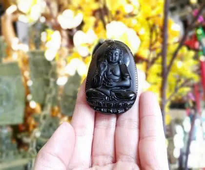 Phật bản mệnh đá hắc ngà - Tuất + Hợi (A Di Đà) S6340-8