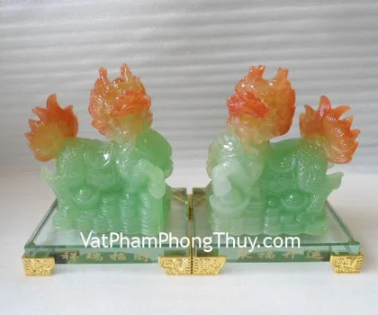 Kỳ lân xanh, thủy tinh - tụ phúc khai vận, trường thụy chiêu tài H460G