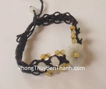 Dây rút 1 mẫu đơn nhị vàng 4 hạt lớn + 16 hạt nhỏ Miiến Điện S800