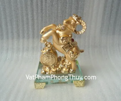 Dê vàng bình bông, phước, thủy tinh - dê phát tài H073G