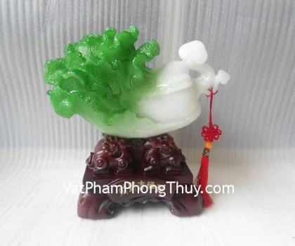 Bắp cải trên đế gỗ có 2 dê - tài phú cát tường H185G