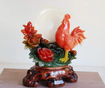 Gà ngọc đổ trên bụi mẫu đơn trắng - Bình an cát tường G058A