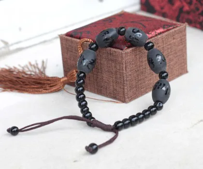 Dây rút hắc ngà 5 hạt có chữ Phạn FS6467
