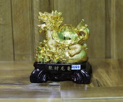 Rùa đầu rồng nhỏ trên túi tiền vàng - Tụ tài long quy FC087A