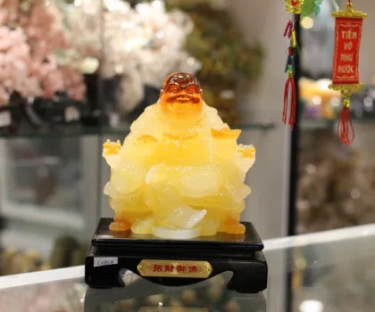 Phật di lạc vàng cam ngồi ngai vàng - Chiêu tài như phật C135A