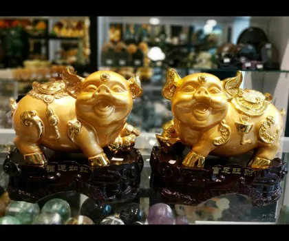 Cặp heo vàng tài lộc mủm mỉm - Phước vận như hồng/ Phú túc vượng tàii C207A