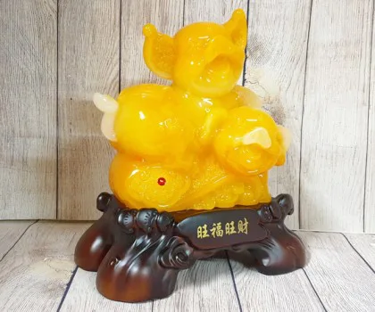 Song tiên heo vàng ngọc trên đế như ý- Vượng Phước Vượng Tài FLN017