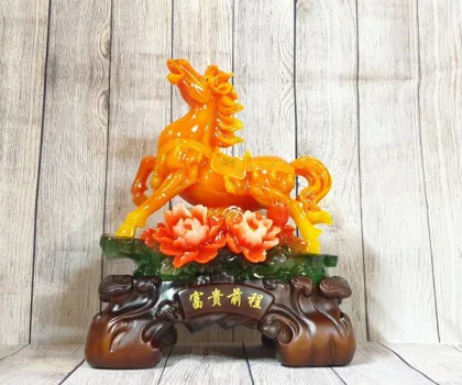 Nữ hoàng ngựa cam ngọc trên núi ngọc mẫu đơn cam đế gỗ - Phú Qúy Tiền Trình FLN124
