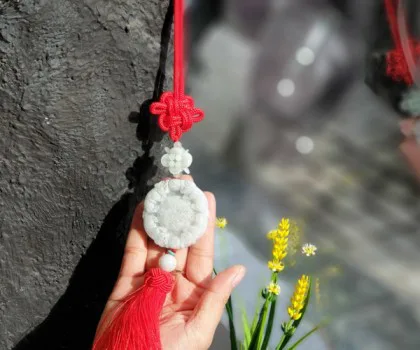 Ngọc bội bình an 4 tỳ hưu tài lộc treo xe phỉ thúy đỏ FS6812