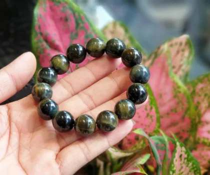 Chuỗi mắt mèo đen xám 14 li S6823