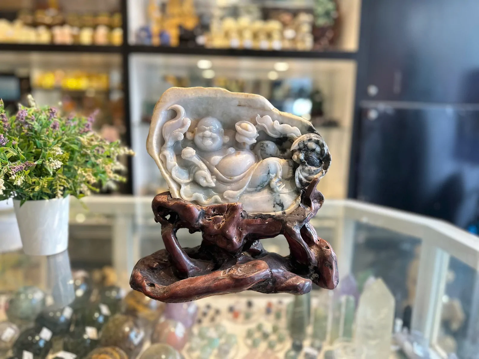 Phật Di Lặc Như Ý Phỉ Thúy NS130