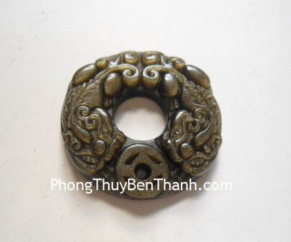 Cặp tỳ hưu ngọc đa sắc trên đế gỗ - Chiêu Tài Nạp Phước/ Chiêu Tài Bích Tà FLN063