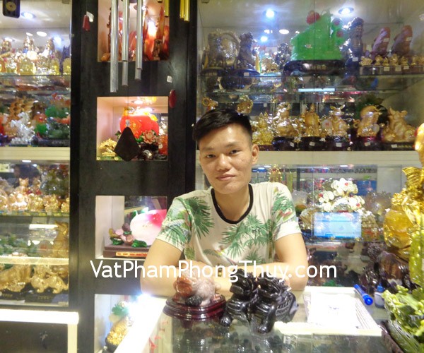 Anh Bảo - khách hàng mua Thiềm thừ ngọc Hoàng long tam thể TT-HL-S4-7454, Cặp tỳ hưu thạch anh đen HM010, Chuỗi đá mắt mèo S6099, Tỳ hưu trên lá thạch anh đen S779
