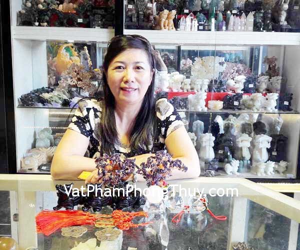 Cô Ngọc - khách hàng mua Tỳ hưu thạch anh đen GM009, Quả cầu pha lê treo S6282, Cây đá thạch anh tím KC058, Quả cầu thạch anh hồng M181-S4-408, Xâu tiền 3 xu CC1137, tiền hoa mai liền CC1139