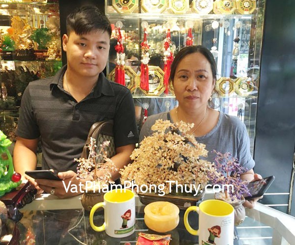 Cô Tân- khách hàng mua chuỗi Ruby đỏ A+++ Nam Mỹ S6248-S2-20412, cây tài lộc pháo hoa thạch anh vàng KC068, bồn nguyên bảo Hoàng Long GM073